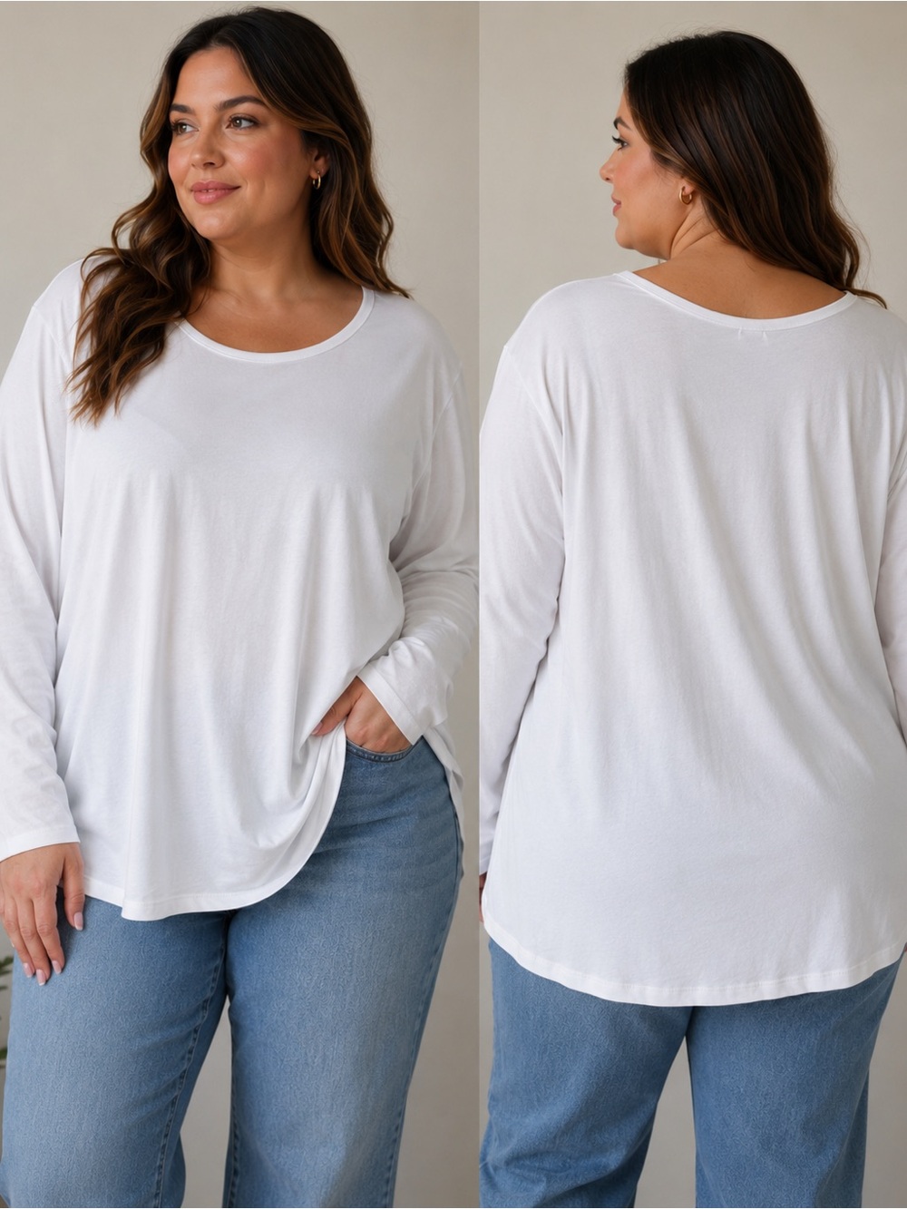 L.L.Bean Supima Cotton Long Sleeve Tee Shirt Size 2X White Soft Essential Comfy